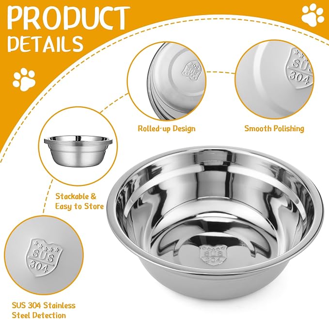Patelai 4 Pcs Stainless Steel Dog Bowls 7.9" with Silicone Lids Portable Food and Water Dishes for Pets Sealable Containers for Small Medium Dog Cat Indoor (Red,Purple)