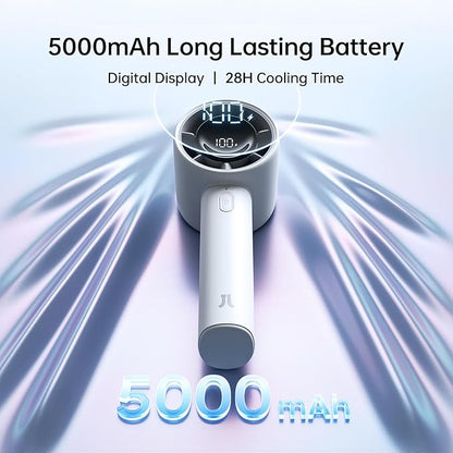 JISULIFE Handheld Turbo Fan Life10s, 5000mAh Rechargeable Portable Fans