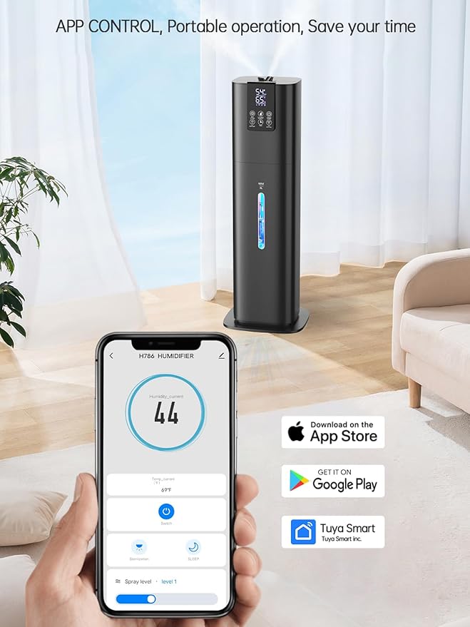 8L Smart Humidifiers for Bedroom Large Room, 2.1Gal Cool Mist Top Fill Diffuser