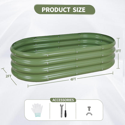 Galvanized Raised Garden Bed Outdoor- 2 Pcs Raised Beds for Gardening| Metal Planter Box, Steel Raised Garden Bed Kit with Gloves for Vegetables, Flower, Herbs (4x2x1FT, Green)