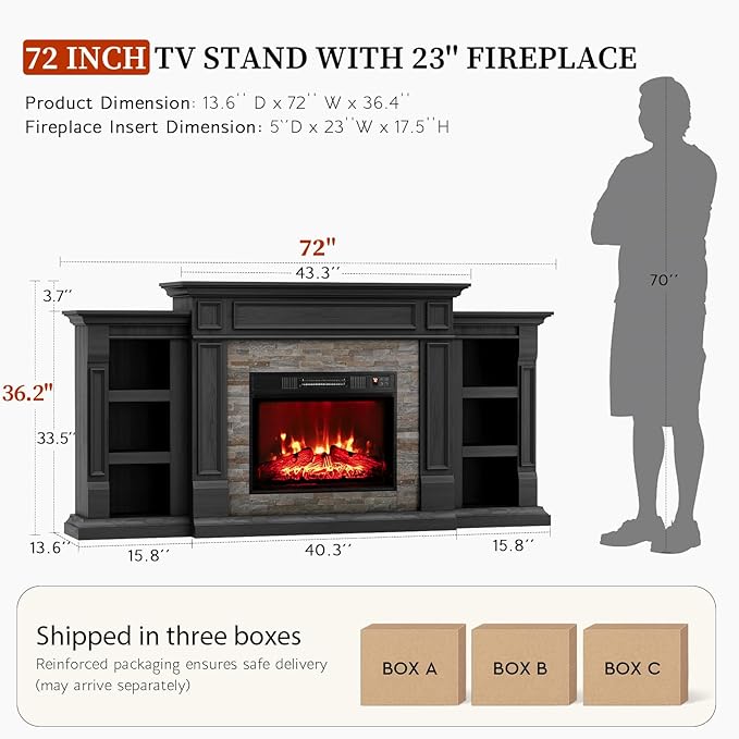LGHM 72" Electric Fireplace