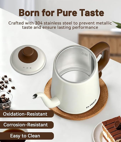 Gooseneck Electric Kettle, 1L Water Boiler, Pour Over Coffee & Tea, 1000W Fast