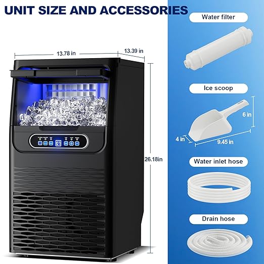 Ice Maker Countertop with Handle, 88lbs Per Day, Auto-Cleaning, Portable Sonic