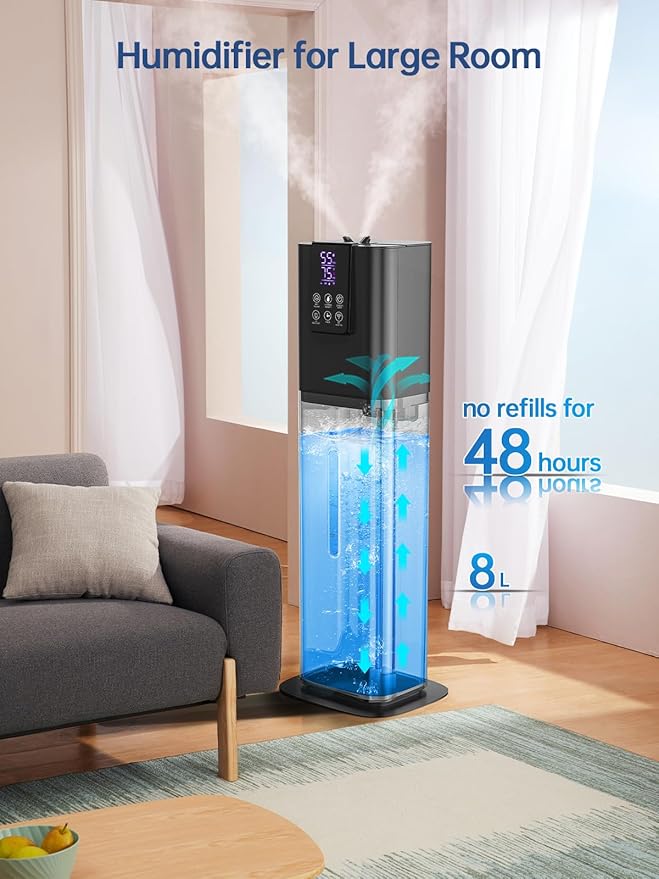 8L Smart Humidifiers for Bedroom Large Room, 2.1Gal Cool Mist Top Fill Diffuser