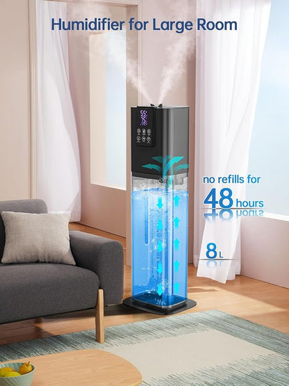 8L Smart Humidifiers for Bedroom Large Room, 2.1Gal Cool Mist Top Fill Diffuser