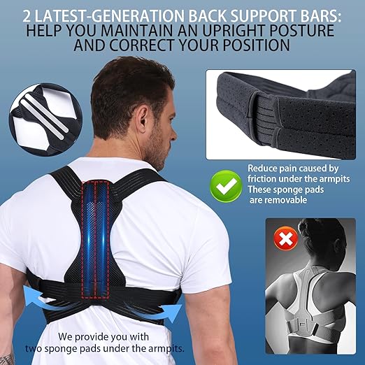 Posture Corrector for Men and Women, Adjustable Back Brace for Back, Neck and Shoulder Pain Relief, Back Support for Scoliosis, Hunchback, Hump, Thoracic, Spine Corrector