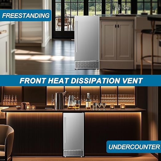 Commercial Ice Maker Machine 120 LBS/24H, 60 LBS Cold Preservation Bin