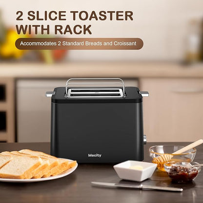 Mecity Toaster 2 Slice Stainless Steel Body, Cancel Functions, Warming Rack