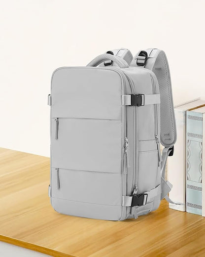 coowoz Travel Backpack Carry On for Women Man Gym Backpacks with Laptop Compartment Mochila de Viaje Teacher Personal Item Backpack Airplane Accessories Must Haves Grey Small