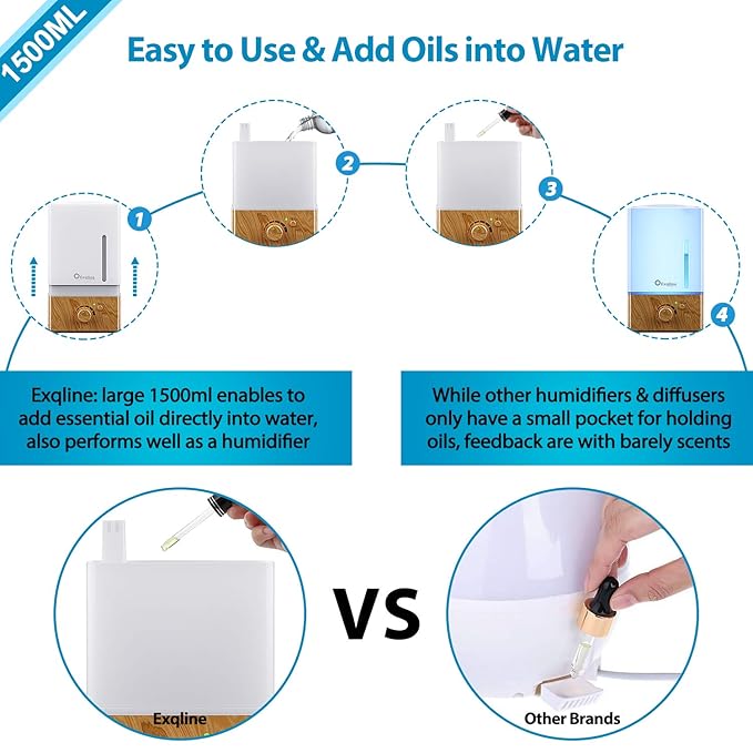 Exqline 1500ml Large Aroma Essential Oil Diffuser