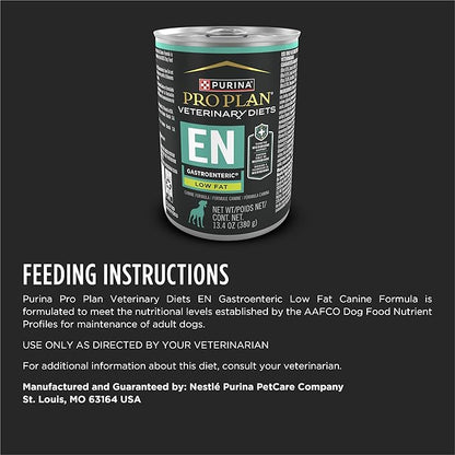 Purina Pro Plan Veterinary Diets EN Gastroenteric Low Fat Canine Formula Wet Dog Food - (Pack of 12) 13.4 oz. Cans