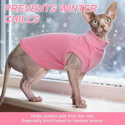 BEAUTYZOO Cat Sweater Turtleneck - Soft Fleece Cat Sweaters for Cats Only Warm Kitten Clothes, Fall Winter Pet Coat Pullover Sweatshirt Clothing Also for Puppy Small Dogs Sphynx Hairless Cats