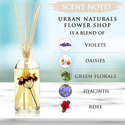 Urban Naturals Flower Shop Reed Diffuser Gift Set | Violets, Hyacinth & Rose