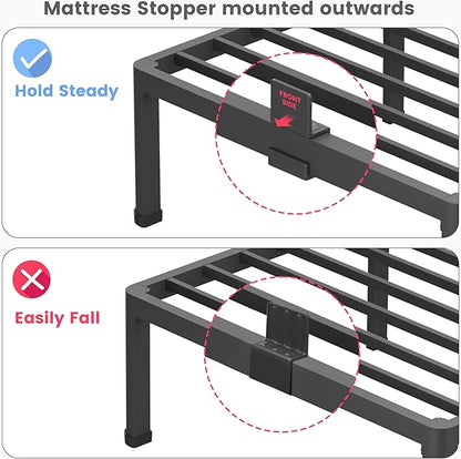 16 Inch Twin Size Metal Platform Bed Frame with Round Corners, Storage Space Under High Bed Frame-Heavy Duty Steel Slats Support, Noise Free - Easy Assembly - No Box Spring Needed
