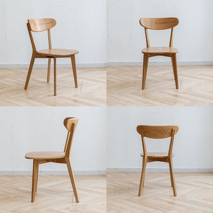 Hymus 100% Solid Oak Wood Dining Room Chairs - Practical Kitchen Chairs for Dining Room, Kitchen, Living Room (4, Natural)