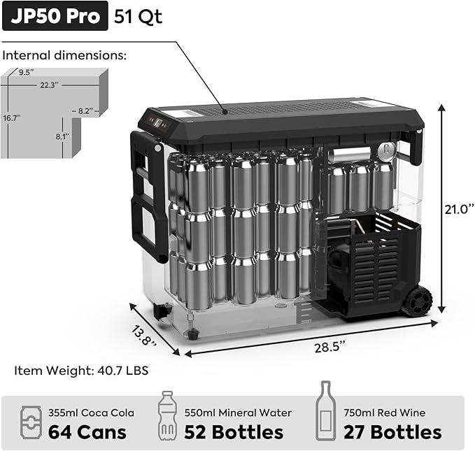 ICECO JP50 Pro Portable Refrigerator, 12Volt Car Fridge Freezer, Compact