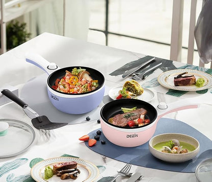 Dezin Hot Pot Electric Upgraded, Non-Stick Sauté Pan, Rapid Noodles Electric Pot