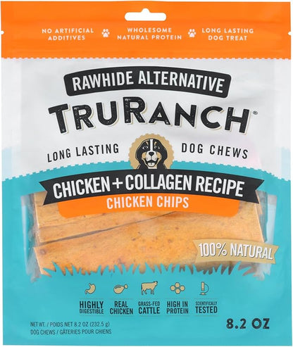TRURANCH Collagen Chips - Collagen Dog Treats - Long Lasting Healthy Joint Support Dog Treat - Rawhide Alternative Chips - Skin & Coat Health - Made with Real Chicken,1 Bag, 8.2 oz