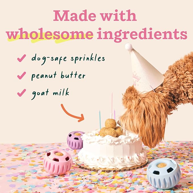 WOOF Pupsicle Birthday Pops - Healthy Dog Treats - Pre-Made Pupsicle Refills- Wholesome Ingredients - Naturally Sweet - Cake-Flavored Birthday Treat for Dogs - Small