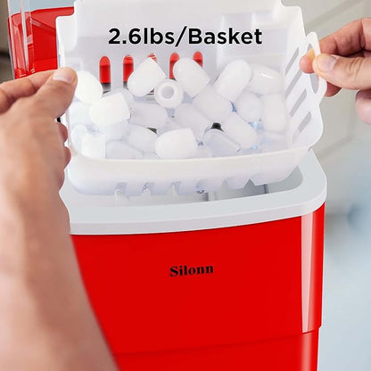 Silonn Ice Makers Countertop, 9 Cubes Ready in 6 Mins, Self-Cleaning Ice Machine