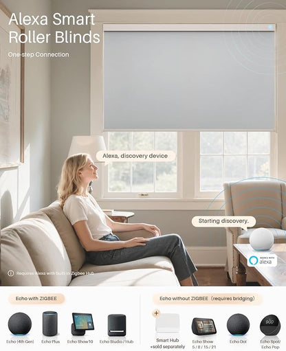 Smart Roller Shades for Windows, Alexa Blackout Motorized Blinds