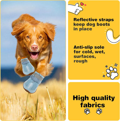 Hcpet Dog Shoes, Dog Boots for Large Dogs, Breathable Dog Booties Paw Protector for Summer Hot Pavement, Winter Snowy Day, Outdoor Walking, Indoor Hardfloors Anti Slip Sole Blue Size 7