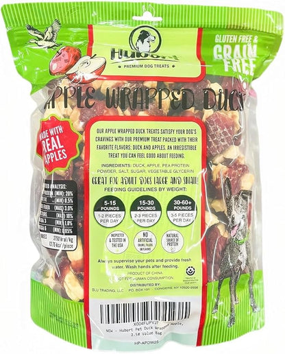 Hubert Pet Gourmet Duck Wrapped Apple Bites: Healthy & Natural Training Snacks, Ideal for All Dog Sizes, Low Fat, High-Protein, 2.5 lbs Super Value Pack