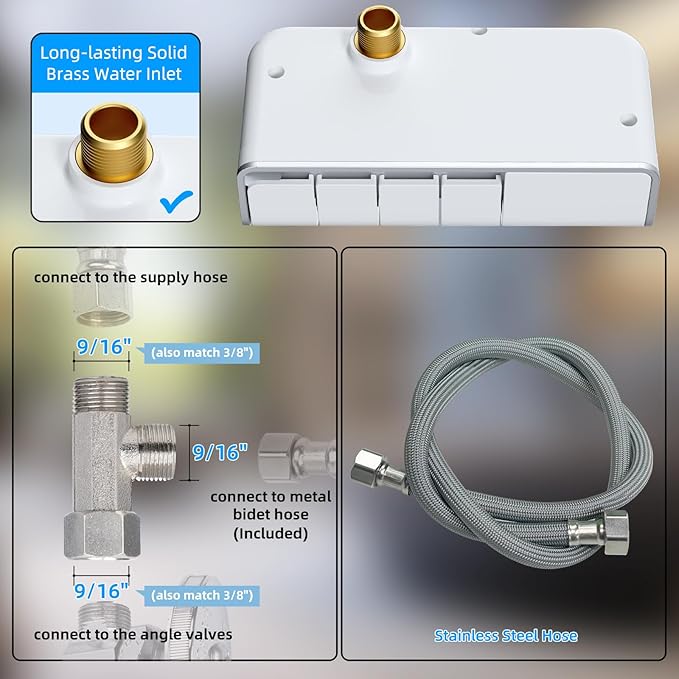 Hibbent Bidet Attachment for Toilet, Non-Electric Dual Nozzle for Frontal &