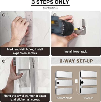 K&KALONZO Electric Towel Warmer, 18.35" W x 22.8" H Wall-Mounted Towel Heater