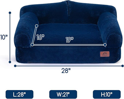 Hollypet Medium Dog Large Cat Bed Puppy Couch Beds for Pets up to 35 lbs | Fluffy Dog Cat Couch Plush Soft Warming Pets Beds with Machine Washable Cover and Non-Slip Bottom