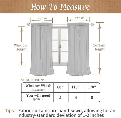 LAMIT 100% Blackout Short Linen Curtains