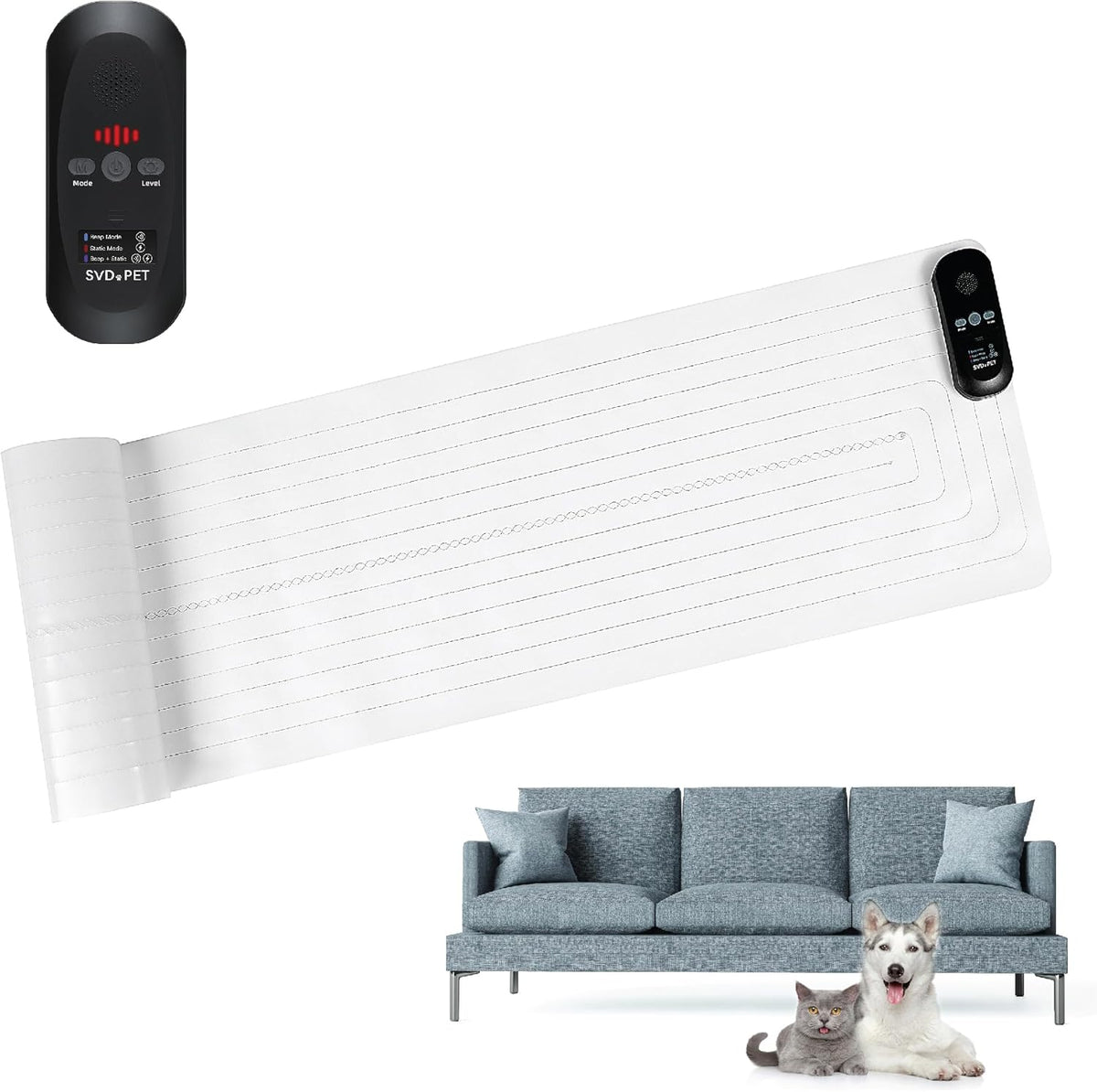 SVD.PET Pet Training Mat with Tester, 60" X 12", Pet Shock Pad, Dogs & Cats Electronic Repellent mat for Indoor, 3 Training Modes, 5 Levels, Pet Safe Mode (Black Controller)
