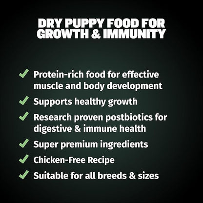 Bully Max Puppy Food 24/14 High Protein & Growth Formula - Dry Dog Food with Lamb and Rice for Small Dogs and Large Breed Puppies - Natural, Slow-Cooked, Sensitive Stomach Pet Food, 5-Pound Bag