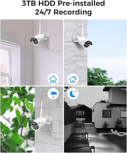 Hiseeu 100ft WiFi Pro Security Camera System, 16CH 4K NVR Kit, Wired Plug-in