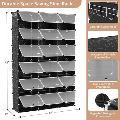ROJASOP Portable Shoe Rack Organizer, 72 Pairs Covered Shoe Rack Shoe Organizer