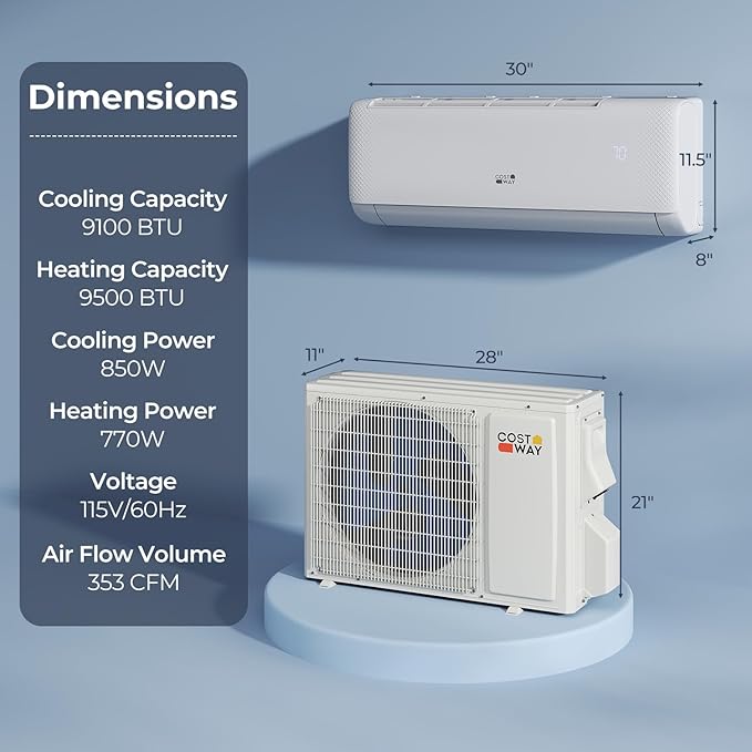 COSTWAY 9000 BTU Mini Split Air Conditioner,
