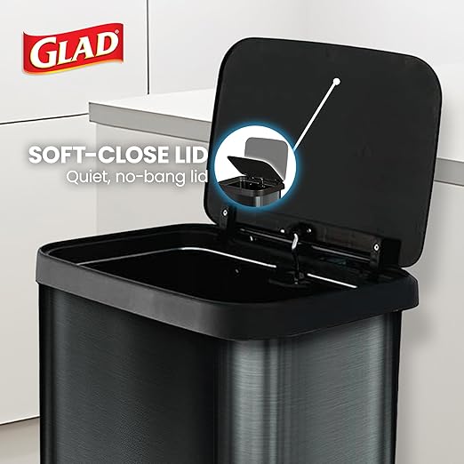 Glad Stainless Steel Step Trash Can, Large Metal Kitchen Garbage Bin