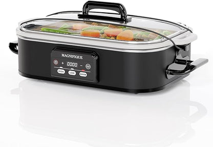 Magnifique 4 Quart Casserole Digital Slow Cooker, Premium Ceramic Bakeware