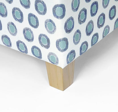 Homepop Home Decor | K7342-A876 | Classic Square Storage Ottoman with Lift Off Lid | Ottoman with Storage for Living Room & Bedroom, Small Multi Green Medallion Ikat Print