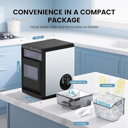 COWSAR Nugget Ice Makers Countertop, 44Lbs/24H Crushed Ice Maker & Pebble Ice