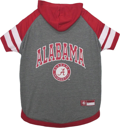 NCAA Alabama Crimson Tide Hoodie for Dogs & Cats, Small Collegiate Licensed Dog Hoody Tee Shirt. Sports Hoody T-Shirt for Pets. College Sporty Dog Hoodie Shirt.