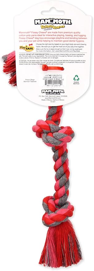 Mammoth Flossy Chews Color Rope Tug – Premium Cotton-Poly Tug Toy for Dogs – Interactive Rope– Dog Chew Toy, Assorted colors