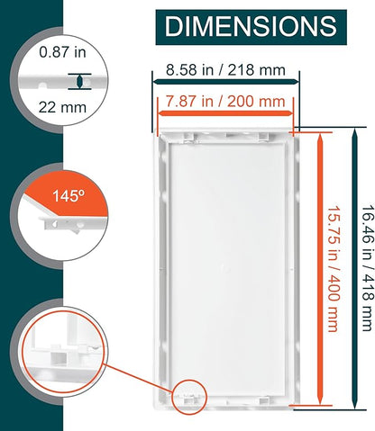 8" x 16" White Plastic Access Panel. Service Shaft Door Panel. Plumbing