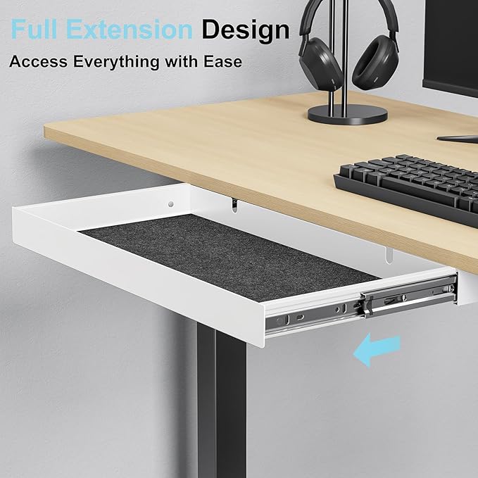 Under Desk Drawer, 20.1 inch Carbon Steel Slide-Out Under Table Storage
