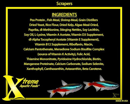 Xtreme Scrapers Wafers - Premium 14mm Fast-Sinking Fish Food – Nutrient & Cellulose Rich Ideal for Nocturnal Feeders, Catfish, Plecostomus Species, and Loaches – USA Farm Grown (18oz)