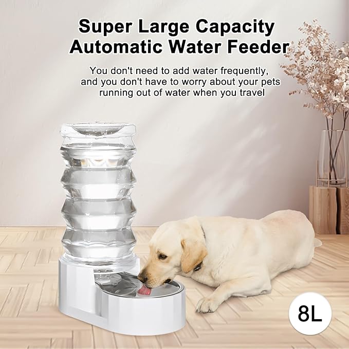 RIZZARI Large Gravity Water Dispenser: 8L Automatic Water Feeder