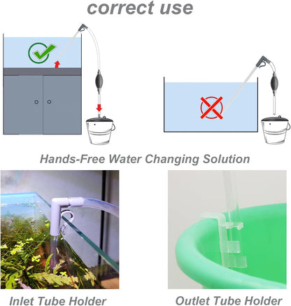 Compact Aquarium Siphon Vacuum and Water Changer Kit with Cleaning Brush. Perfect for Simultaneous Water Changing and Cleaning in Small Fish Tanks. Gravel and Sand Cleaning.