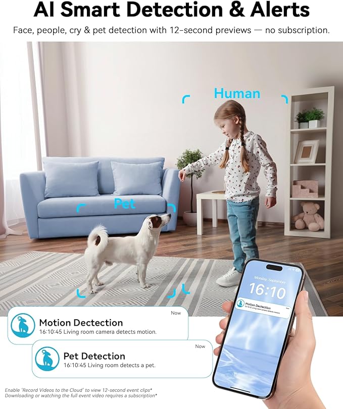 blurams Cameras for Home Security, 2K Pet Camera