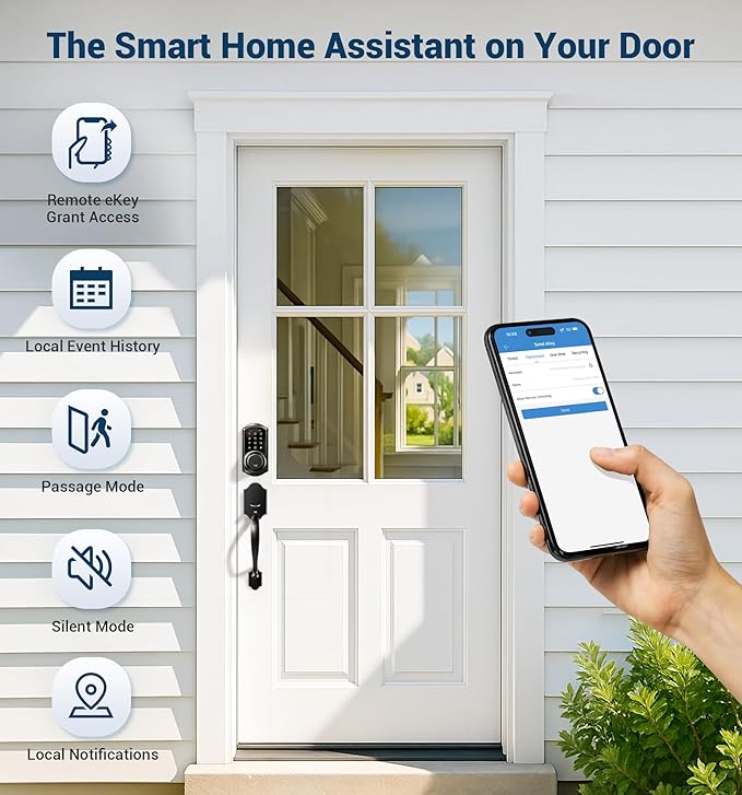 Veise VE06-H Smart Front Door Lock Set, App Control, Keyless Entry Deadbolt