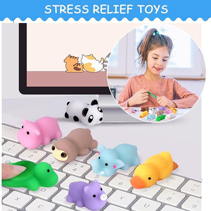 POKONBOY 30 Pcs Squishies Mochi Toys, Mini Kawaii Squishy Forest Animals Squeeze Stress Relief Toys Easter Basket Stuffers Christmas Birthday for Kids
